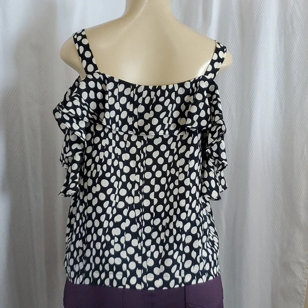 J. Crew Collection Silk Cold-Shoulder Top in Ratti Polka Dot Size L